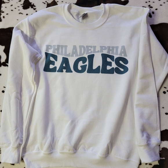 Philadelphia Eagles Football White Crewneck Sweatshirt - Picture 8 of 9
